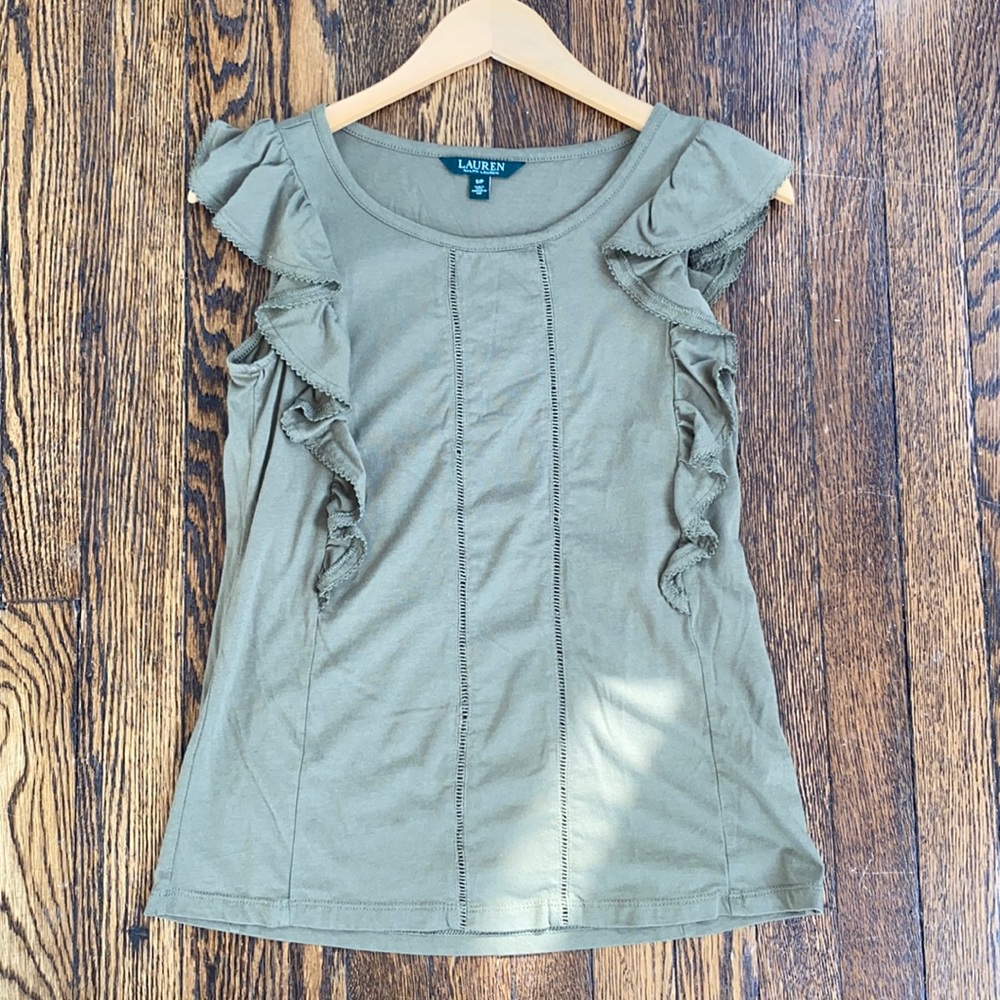 Ralph Lauren Forest Green Frill Blouse - Small/P